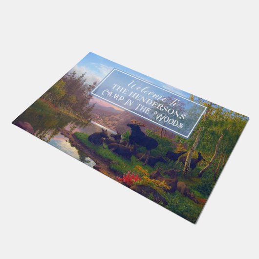 カスタマイズ威厳のあるムースボレアル林ワイルド自然 ドアマット (アングル)