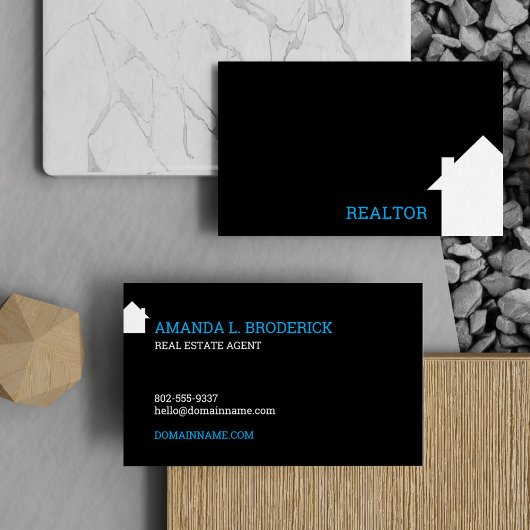 カスタマイズ実在可能なエテートシンプルハウスロゴモダン 名刺