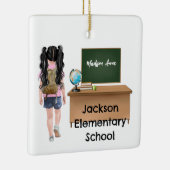 カスタマイズ小さな女の子学校クリスマス装飾品 セラミックオーナメント (右)