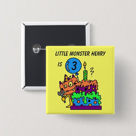 カスタマイズ小モンスター誕生日ボタン 缶バッジ (正面&裏面)