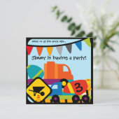 カスタマイズ建築セメントミキサー誕生日 招待状 (スタンド正面)