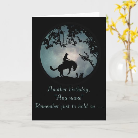 カスタマイズ強く反対する馬のハッピーバースデーカード カード (黄色い花)