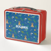 カスタマイズ恐竜キッド赤い弁当箱 メタルランチボックス (正面)