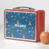 カスタマイズ恐竜キッド赤い弁当箱 メタルランチボックス (インサイチュ)