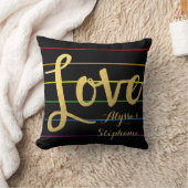 カスタマイズ愛虹の細い縦縞LGBTのカップル クッション (ブランケット)