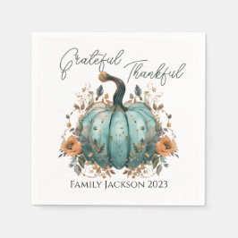 カスタマイズ感謝祭素朴ブルーパンプキン スタンダードカクテルナプキン