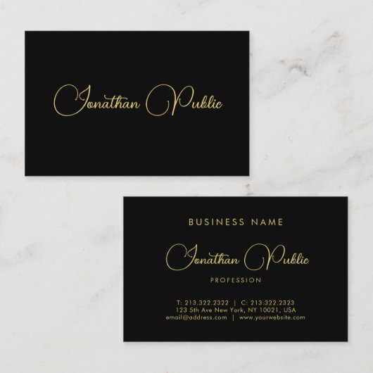 カスタマイズ手書きスクリプト名テンプレートエレガント 名刺 (正面/裏面)