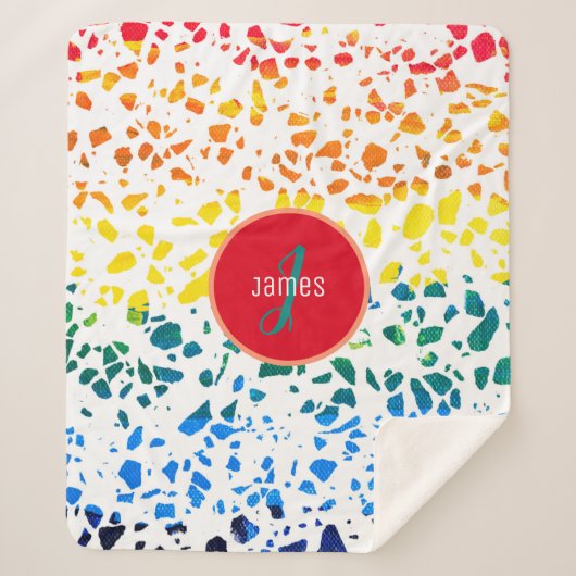 カスタマイズ抽象芸術カラフルTerrazzo シェルパブランケット (正面)
