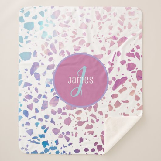 カスタマイズ抽象芸術テラゾピンク&ブルーパターン シェルパブランケット (正面)