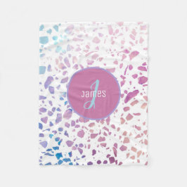 カスタマイズ抽象芸術テラゾピンク&ブルーパターン フリースブランケット