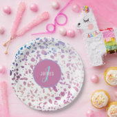 カスタマイズ抽象芸術テラゾピンク&ブルーパターン ペーパープレート (パーティー)