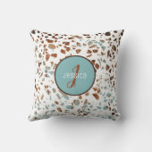 カスタマイズ抽象芸術テラゾブラウン&ブルーパターン クッション (裏面)