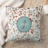 カスタマイズ抽象芸術テラゾブラウン&ブルーパターン クッション (ブランケット)