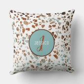 カスタマイズ抽象芸術テラゾブラウン&ブルーパターン クッション (裏面)