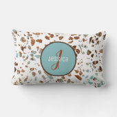 カスタマイズ抽象芸術テラゾブラウン&ブルーパターン ランバークッション (裏面)