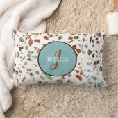 カスタマイズ抽象芸術テラゾブラウン&ブルーパターン ランバークッション (ブランケット)