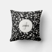 カスタマイズ抽象芸術テラゾブラック&ホワイトパターン クッション (裏面)