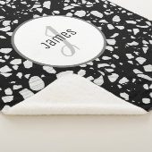 カスタマイズ抽象芸術テラゾブラック&ホワイトパターン シェルパブランケット (3/4)