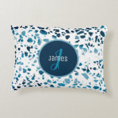 カスタマイズ抽象芸術テラゾモザイクブルーパターン アクセントクッション (裏面)