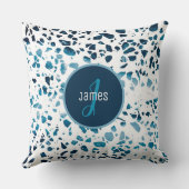 カスタマイズ抽象芸術テラゾモザイクブルーパターン クッション (裏面)