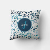 カスタマイズ抽象芸術テラゾモザイクブルーパターン クッション (裏面)