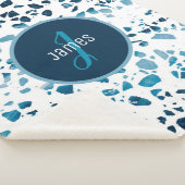 カスタマイズ抽象芸術テラゾモザイクブルーパターン シェルパブランケット (3/4)