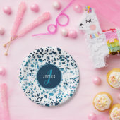 カスタマイズ抽象芸術テラゾモザイクブルーパターン ペーパープレート (パーティー)