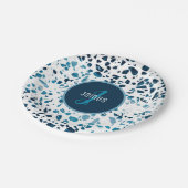 カスタマイズ抽象芸術テラゾモザイクブルーパターン ペーパープレート (アングル)