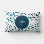 カスタマイズ抽象芸術テラゾモザイクブルーパターン ランバークッション (裏面)