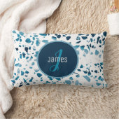 カスタマイズ抽象芸術テラゾモザイクブルーパターン ランバークッション (ブランケット)