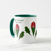 カスタマイズ抽象芸術レッドローゼズホーリーホリデーグリーン マグカップ (正面左)