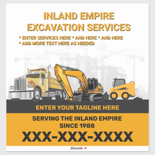 カスタマイズ掘削一般工事施工業者 シール (シート)