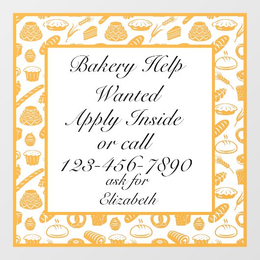 カスタマイズ救済ベーキングシェフ ウィンドウサイン (シート)