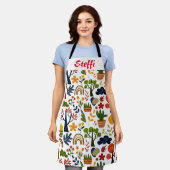 カスタマイズ数々の可能な名前の美しいプリント エプロン (着用した状態)