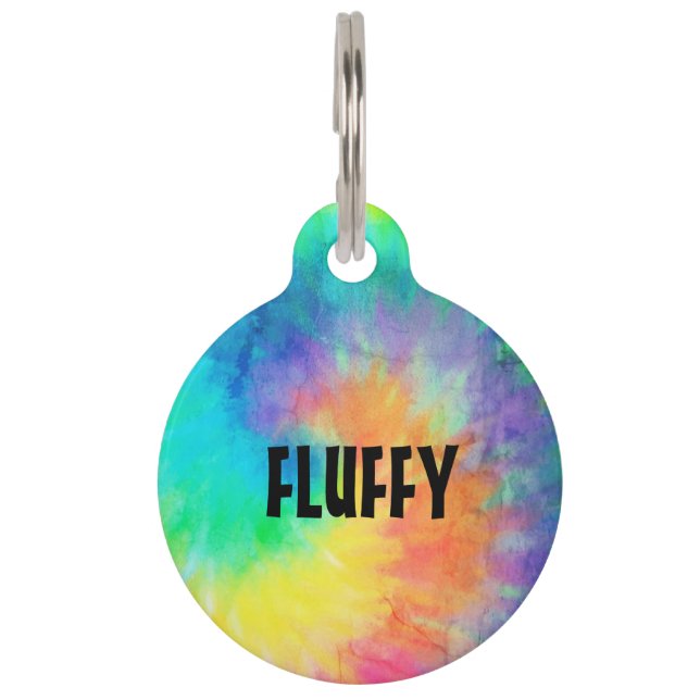 カスタマイズ数々の可能な色の絞り染め効果 ペット　ネームタグ (正面)