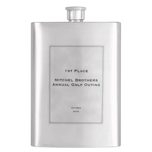 カスタマイズ文字フレー動揺してムインセットクラシックフラ フラスク (正面)