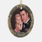 カスタマイズ日付がついた軍の写真の前部および背部 セラミックオーナメント (右)