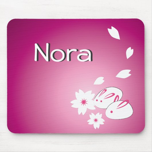 カスタマイズ日本の可能な雪うさぎと桜 マウスパッド (正面)