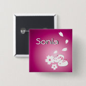 カスタマイズ日本の可能な雪うさぎと桜 缶バッジ (正面&裏面)