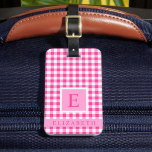カスタマイズ明るいPInk白のパタ市松模様にーン ラゲッジタグ