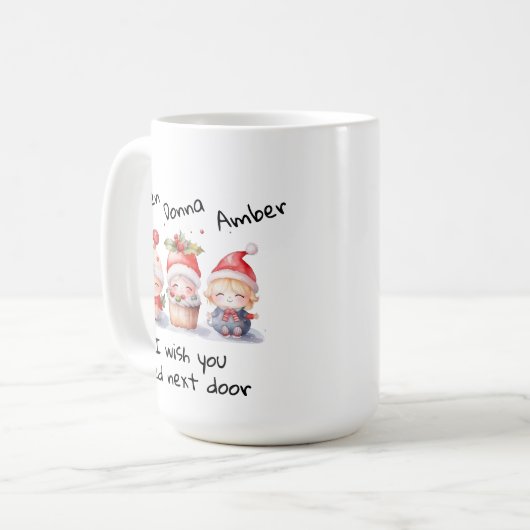 カスタマイズ最高のお隣に住んで下さい コーヒーマグカップ (正面左)