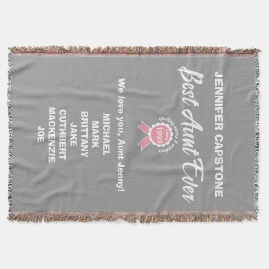 カスタマイズ最高の可能なおばさんエバーピンクリボン スローブランケット (正面)