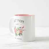 カスタマイズ最高の可能なMum Ever |花かわいらし素朴花 ツートーンマグカップ (正面左)
