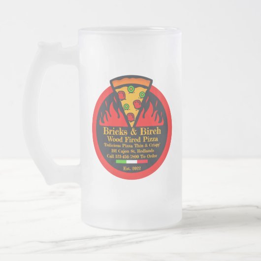 カスタマイズ木焚きピザレストランプロモ フロストグラスビールジョッキ (左)