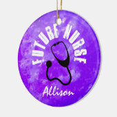 カスタマイズ未来のナースの聴診器の紫色の大理石 セラミックオーナメント (左)