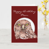 カスタマイズ母おもしろい誕生日穴掘りフクロウ カード (黄色い花)