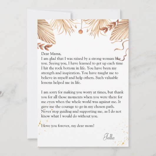 カスタマイズ母の日フローラフラットカード サンキューカード (裏面)