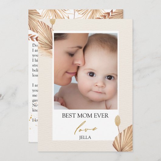 カスタマイズ母の日フローラフラットカード サンキューカード (正面/裏面)