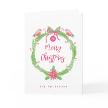カスタマイズ水彩画のヒイラギのリースのメリークリスマス