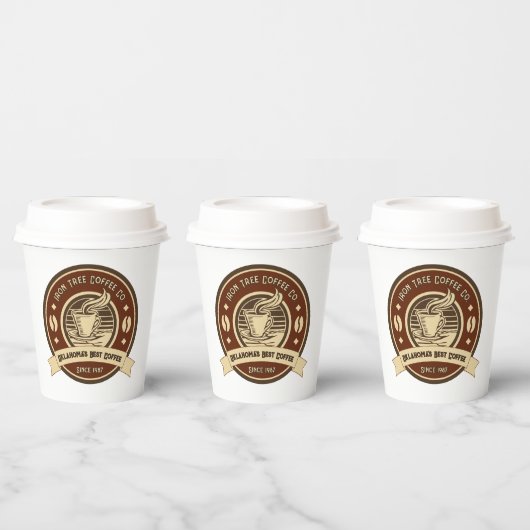 カスタマイズ汎用コーヒーショップのレトロな前面 紙コップ (複数)